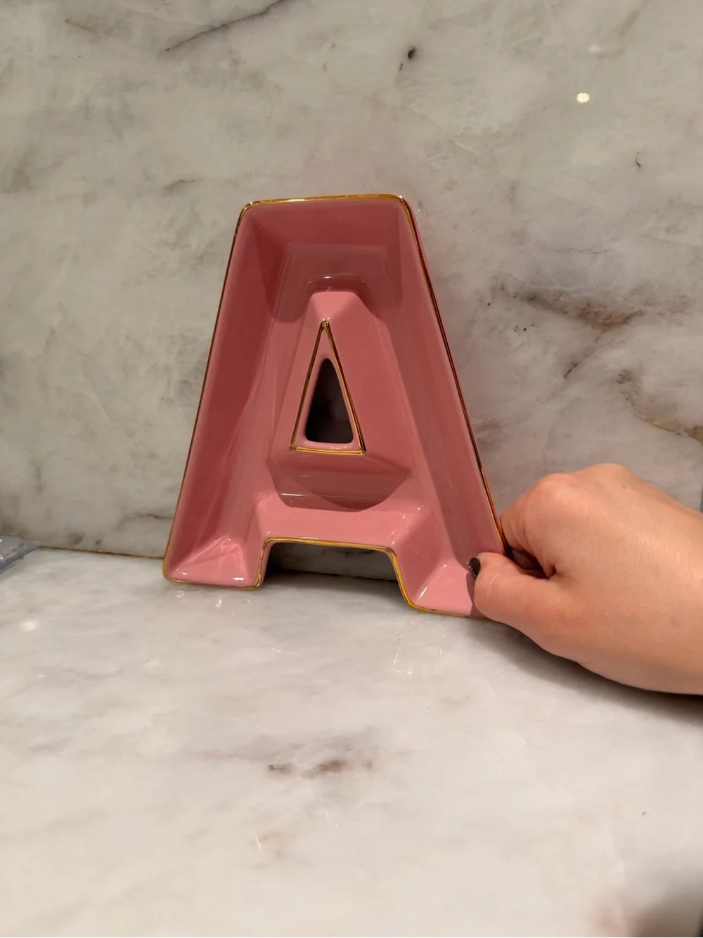 Pink Letter A Decorative Tray — Home Accents